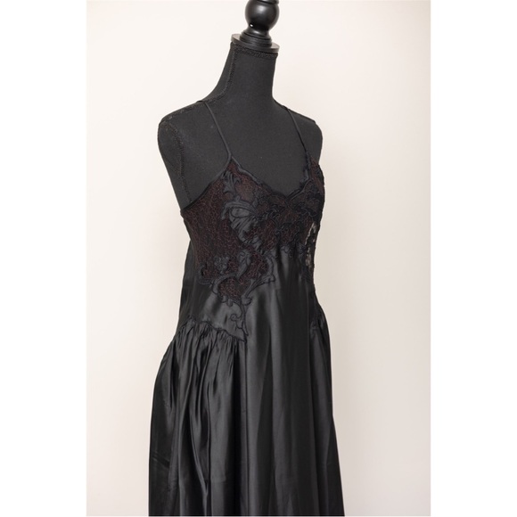 80s Black Lace See Through Natori Nightgown Saks Fifth Avenue Size M-L - Picture 5 of 7
